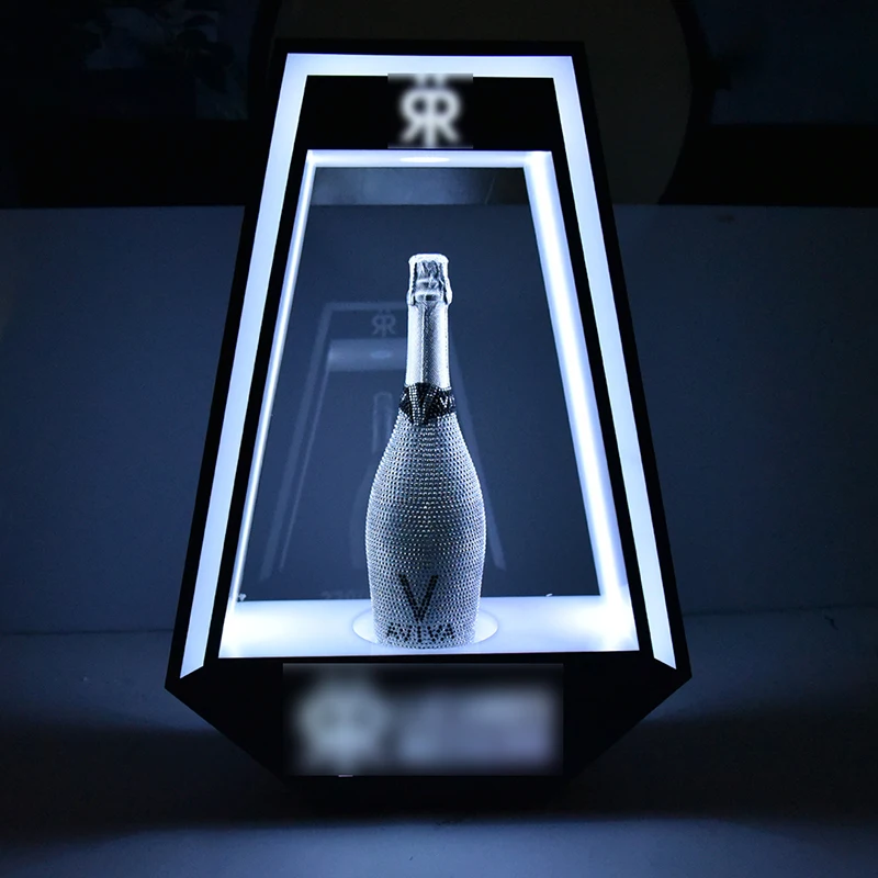 Custom Design Nightclubs Birthday Parties Party Bottle Rotating Display Stand Simple Metal Led Display Bottle Presenter