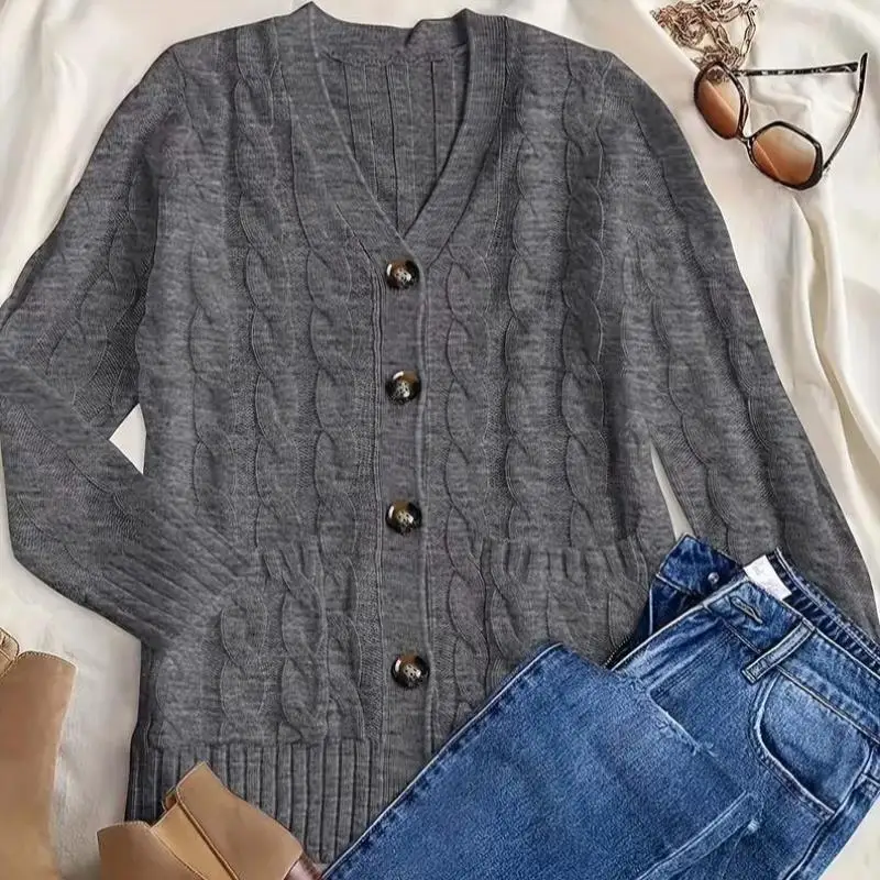 

Women's Deep ey Knitted Open Cardigan Casual Outerwear Ciwalk Coolmax Fiber Collar Nine Sve Length Deformable