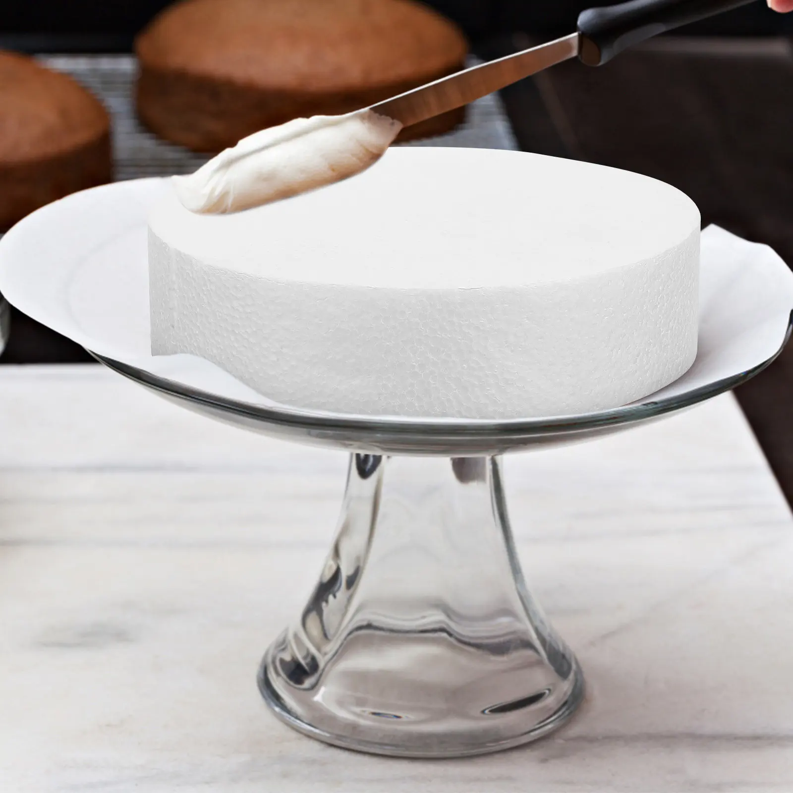 4Pcs Round Foam Cake Dummies Cake Decorating Models Lightweight Practice Molds for Baking Piping Display Wedding Photography