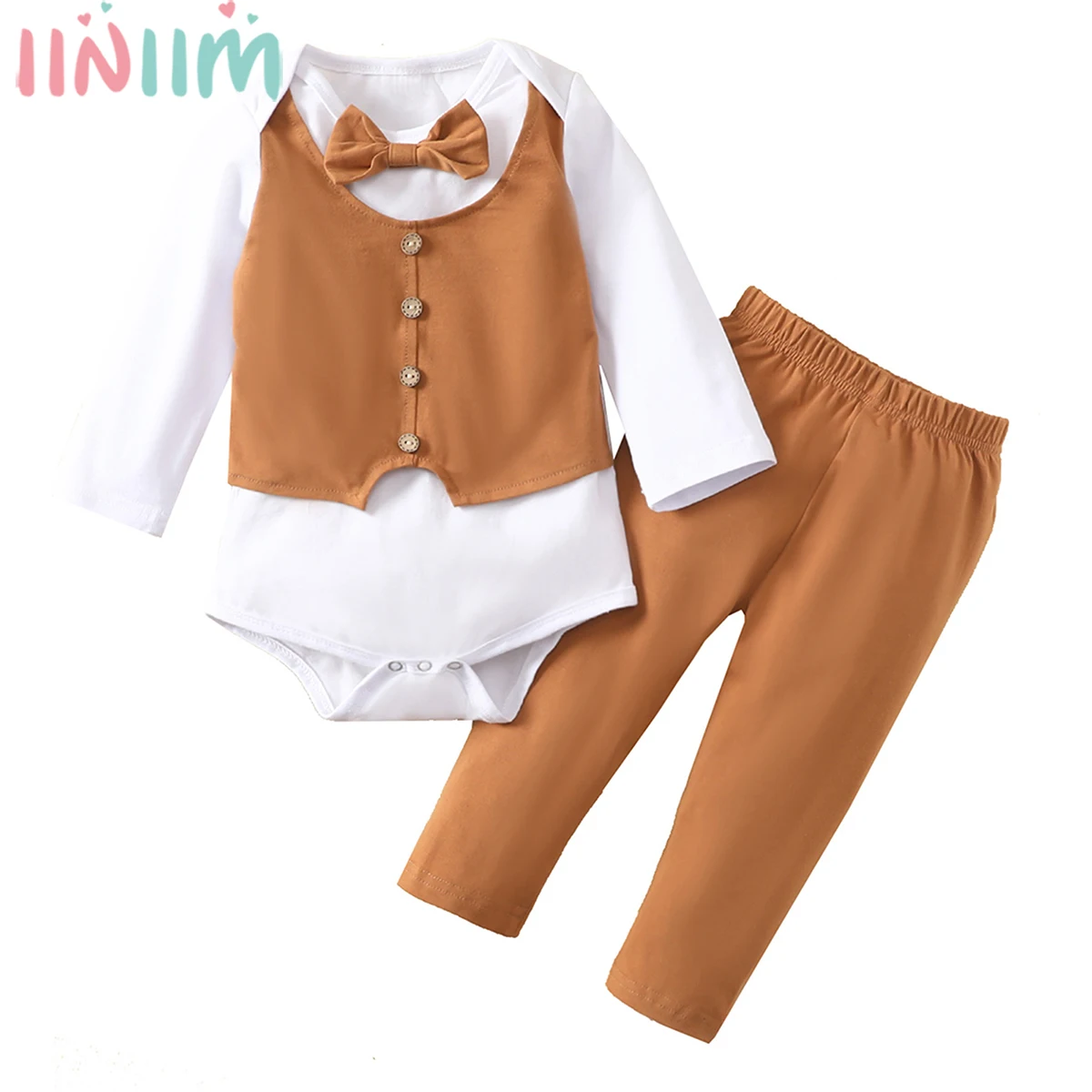 

2 Piece Spring Toddler Boys Clothes Kids Fashion Wear Gentleman Baby Wedding Suit Bow Tie Bodysuit+Pants Children Clothing Sets