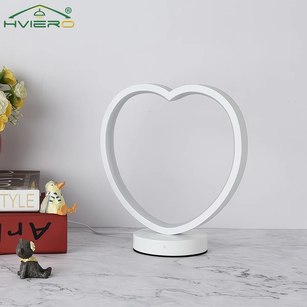 

Heart Shape Wedding Love Led Table Small Book Night Lights Bedroom Bedside Room Valentine's Day Newly Married White Desk Lamps