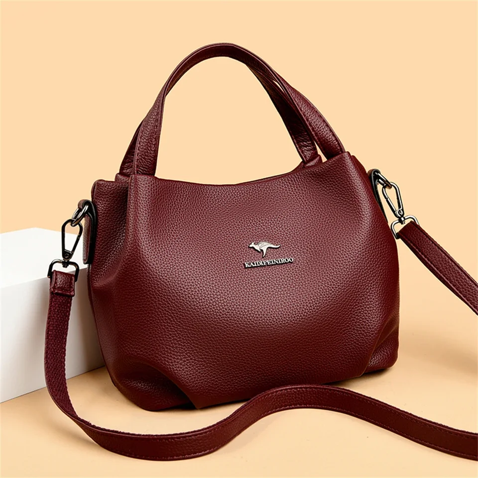 Damskie miękkie skórzane torby z górnym uchwytem luksusowa designerska torebka jednokolorowa damska torba na ramię typu crossbody i torebka dojazdy Sac
