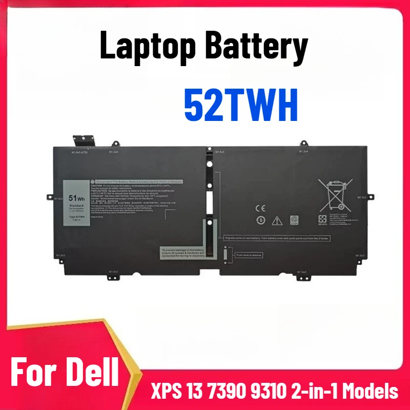 

Аккумулятор для ноутбуков Dell XPS 13 7390 9310 2-в-1, модели X1W0D 52TWH