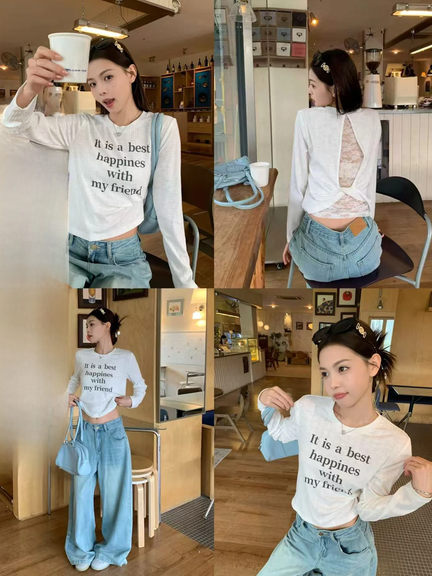 Song Zhengen White Long Sleeve Lace Women's T-shirt Autumn New Style Slim Fit Beautiful Base Shirt Trendy Top Commute Style