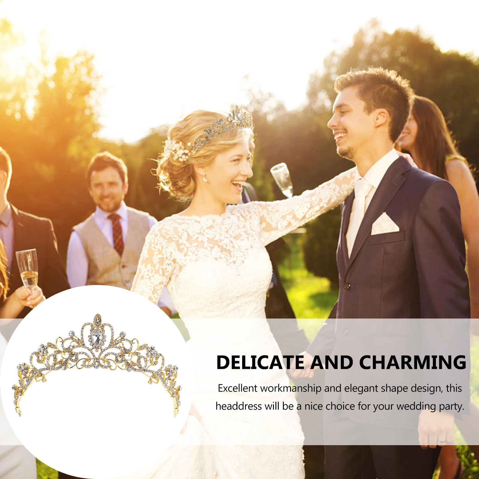 

Rhinestone Crown Wedding Bridal Hair Accessories Alloy Headdress Bride Big Sparkly Elegant Anti rust No Fading Durable Prom