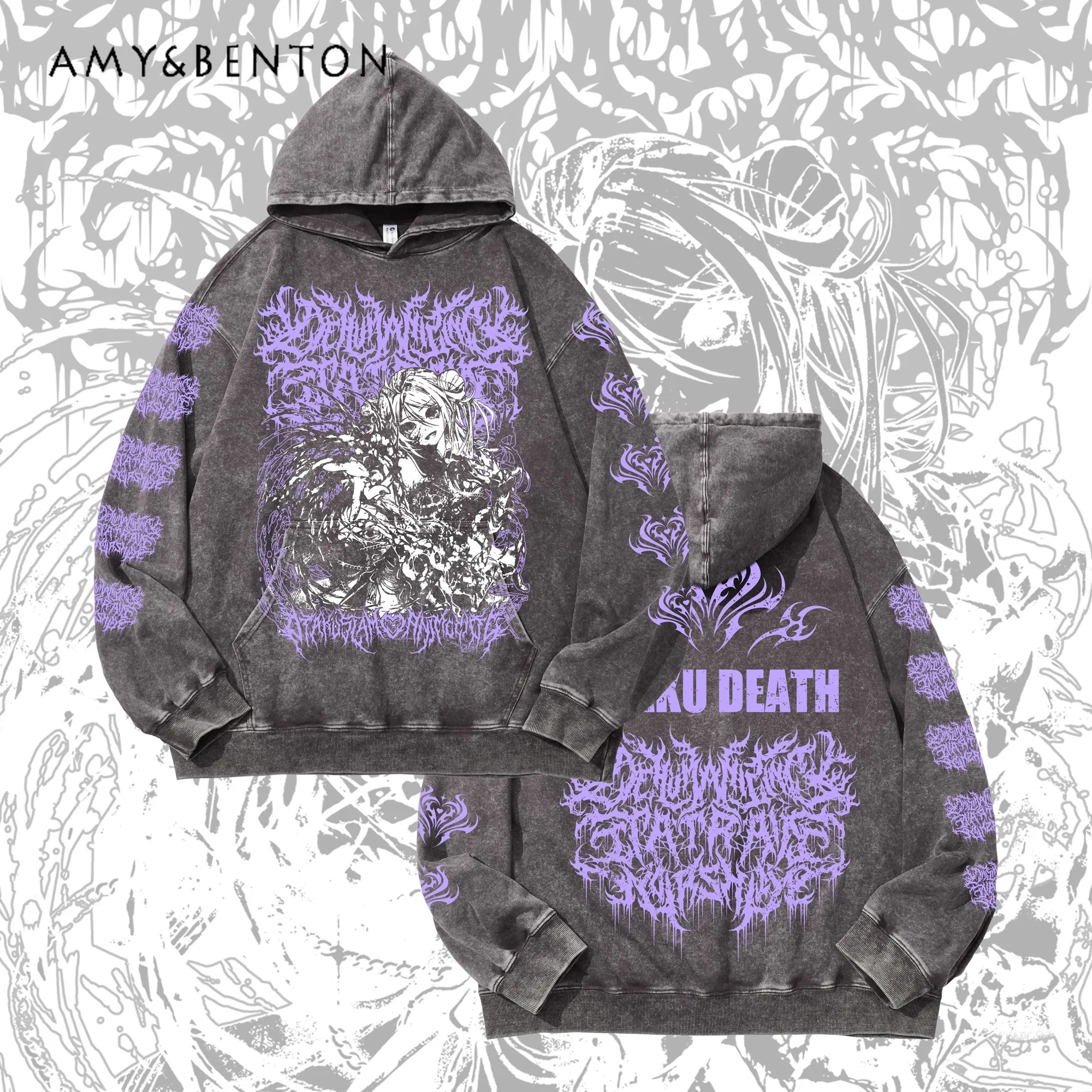 

Anime Print Goth Subculture Hoodies Women Japanese Sweet Cool Girl Street Round Neck Long Sleeve Loose Casual Sweatshirt Autumn