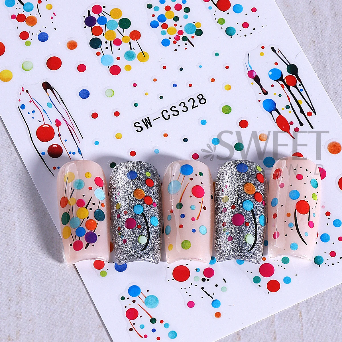 2 قطعة منقطة ملونة ملصقات الأظافر الشارات الكتابة على الجدران متعة نقطة التصميم الفرنسي المتزلجون السنة الجديدة DIY بها بنفسك تتجه مانيكير ديكور رقائق