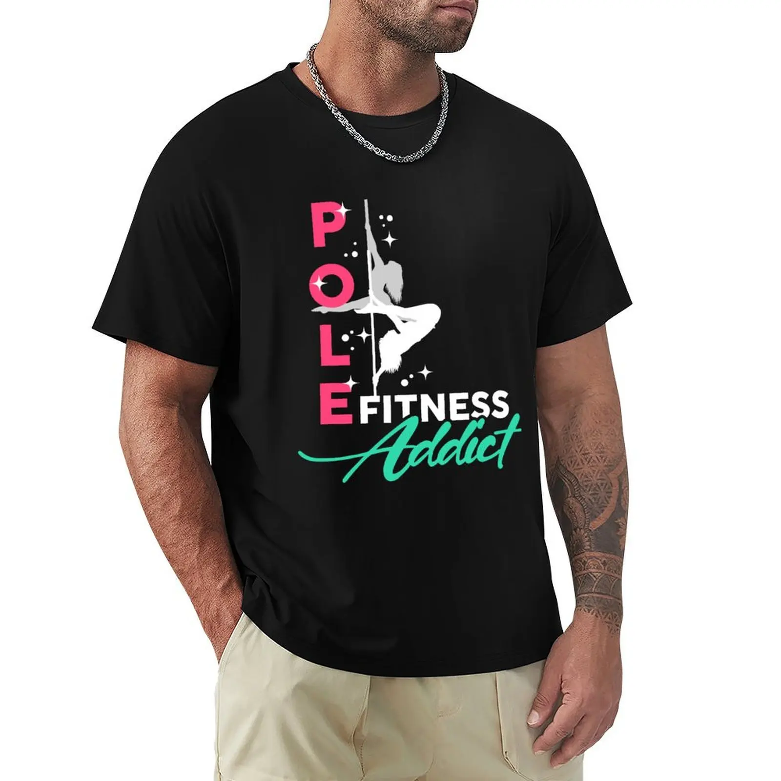 Pole Fitness Addict Pole Dancer Workout Sports T-Shirt boys whites Aesthetic clothing mens t shirts casual stylish