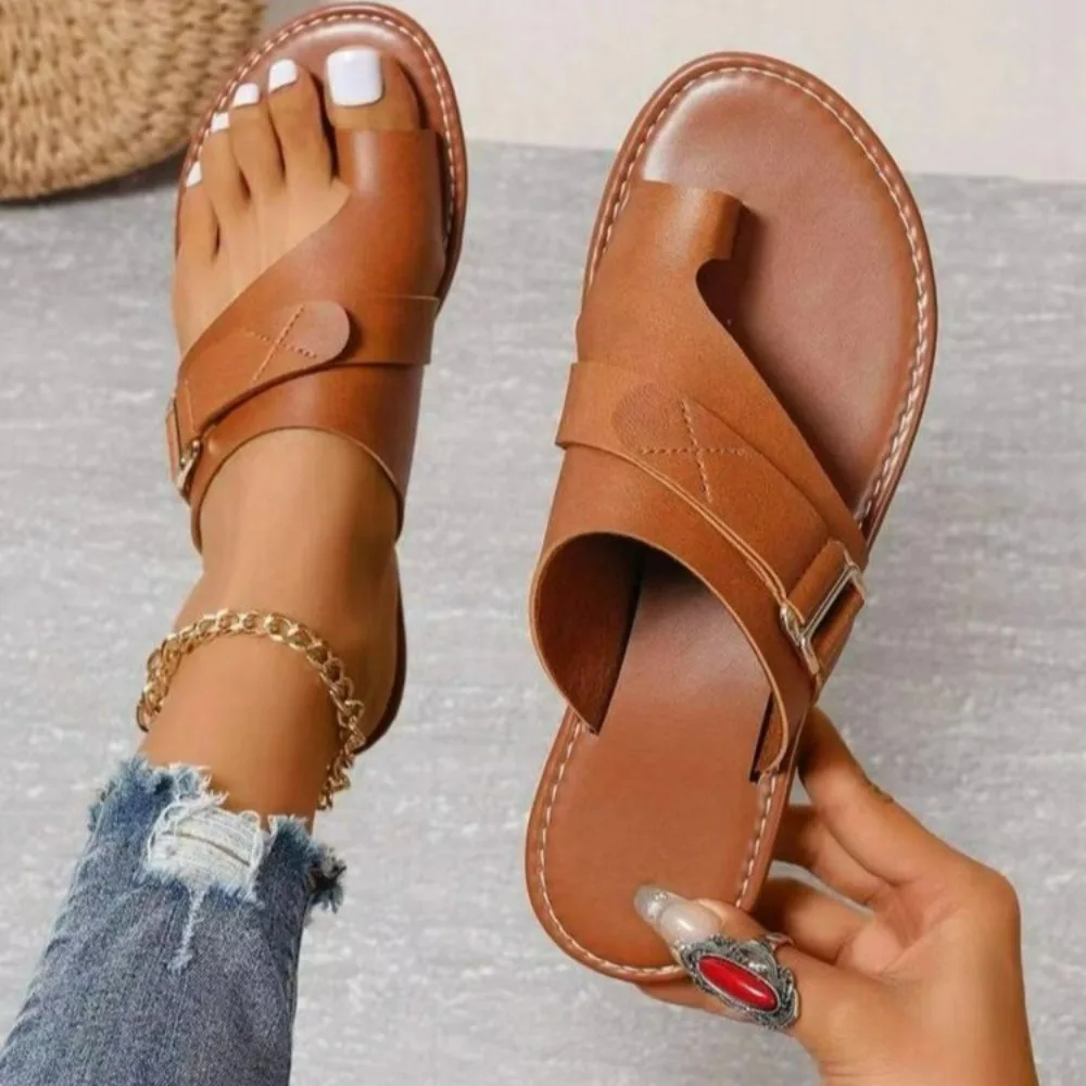 

Women Slippers Outdoor Casual Beach Slides Women Shoes New Summer Flats Flip Flop Sandals Walking Clip Toe Rome Buckle Ladies