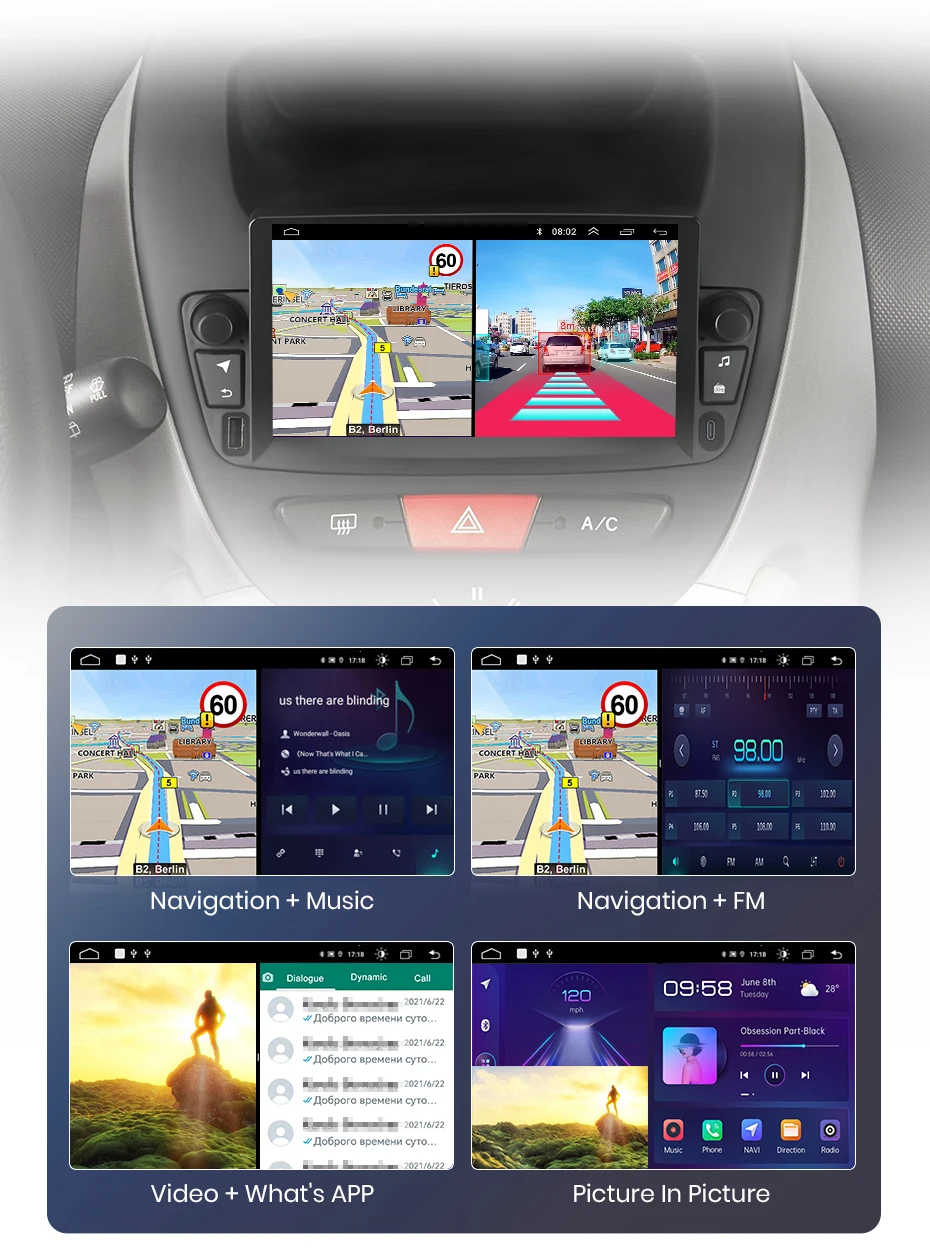 Junsun Android 15 Autoradio für Peugeot 107, Citroen C1, Toyota Aygo 2005, intelligentes Fahrzeugsystem, Apple CarPlay, GPS-Bildschirm. – Detail 18