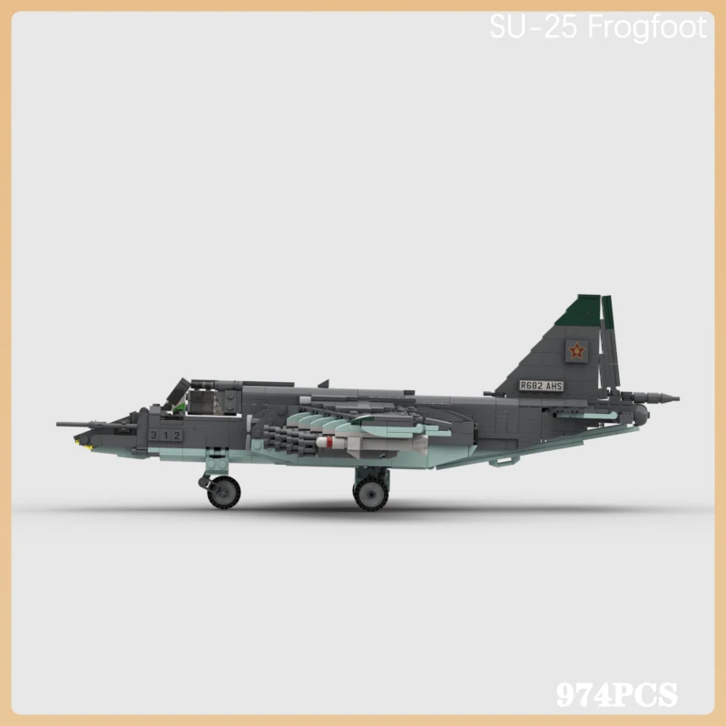 WW2 ii Weapon Soldier Air Force SU-25 Frogfoot Fighter Soviet–Afghan War Model Building Block Expert Military Plane Bricks Toys