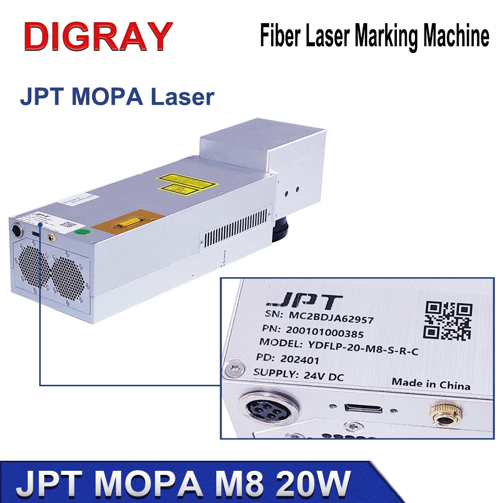 DIGRAY JPT 20W Mini Laser Marking Machine JPT MOPA M8 Portable Fiber Laser for Stainless Steel Color Marking DIY Metal Engraving