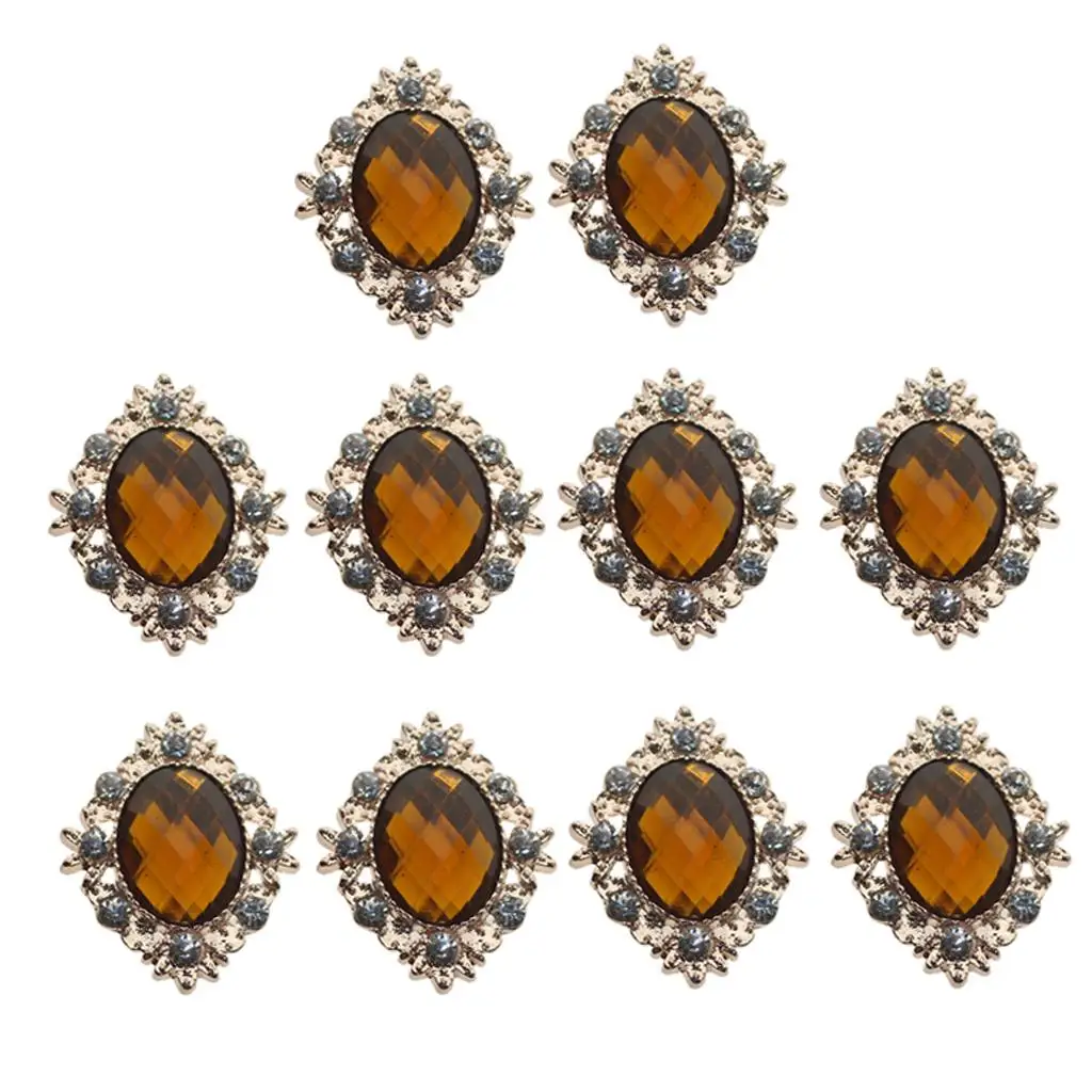 10pcs Rhinestone Crystal Buttons Flat Back Cabochons DIY Embellishment Decor , Yellow