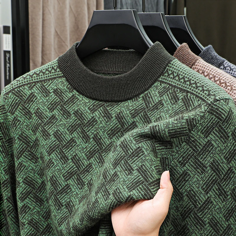 

Luxury Men Wool100% Autumn Winter Sweater Designer Designer Round Neck Jacquard Long Sleeves Knitwear Fashion trend Man Clothe