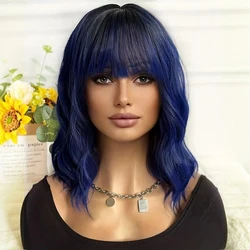 HAIRJOY Synthetic Hair Short Curly Bob Wig Synthetic Wig With Bangs for Daily Use Party Christmas Party Wigs