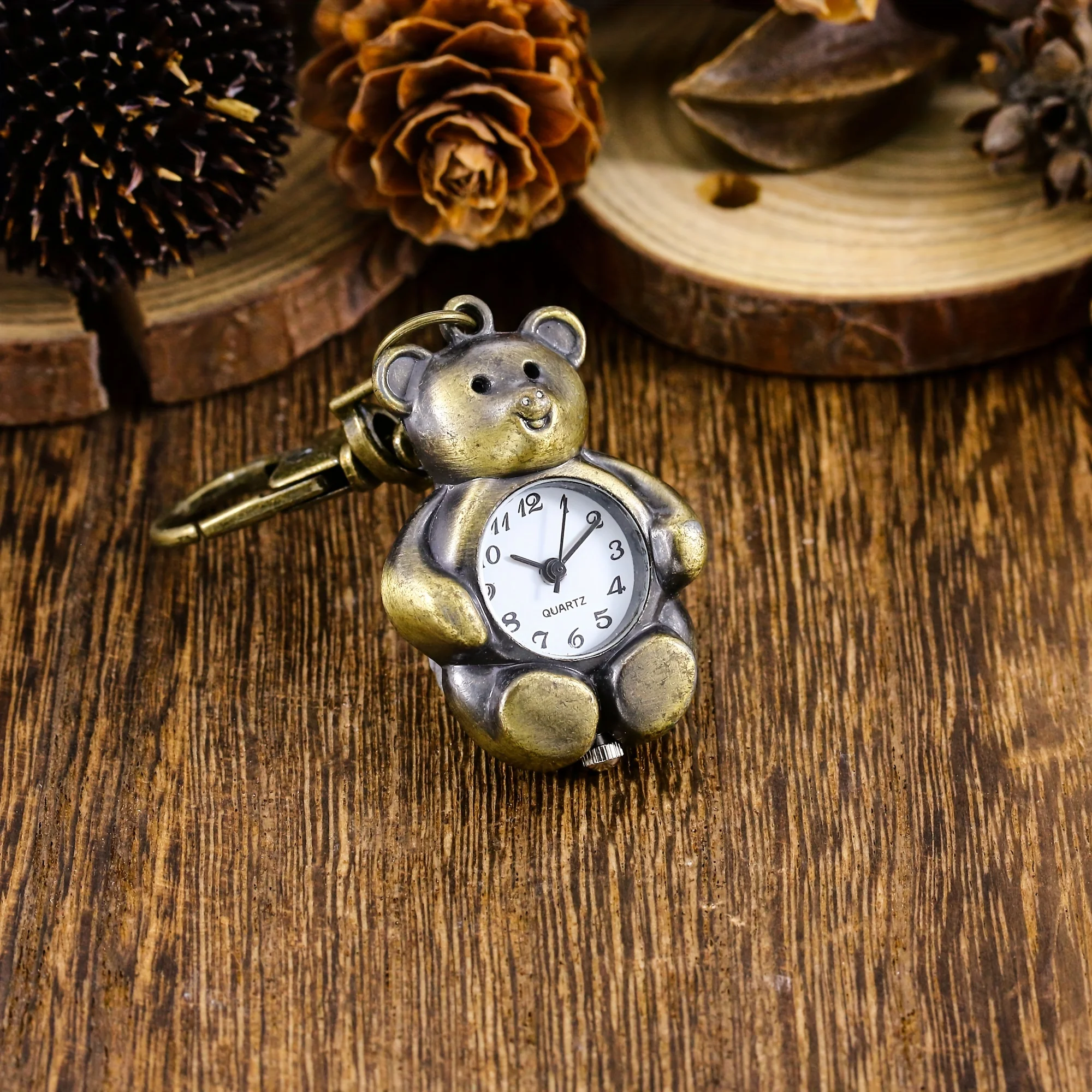 Bear Retro Keychain Watch Pocket Watch Men's and Women's Cartoon Animal Keychain Backpack Hanging Watch