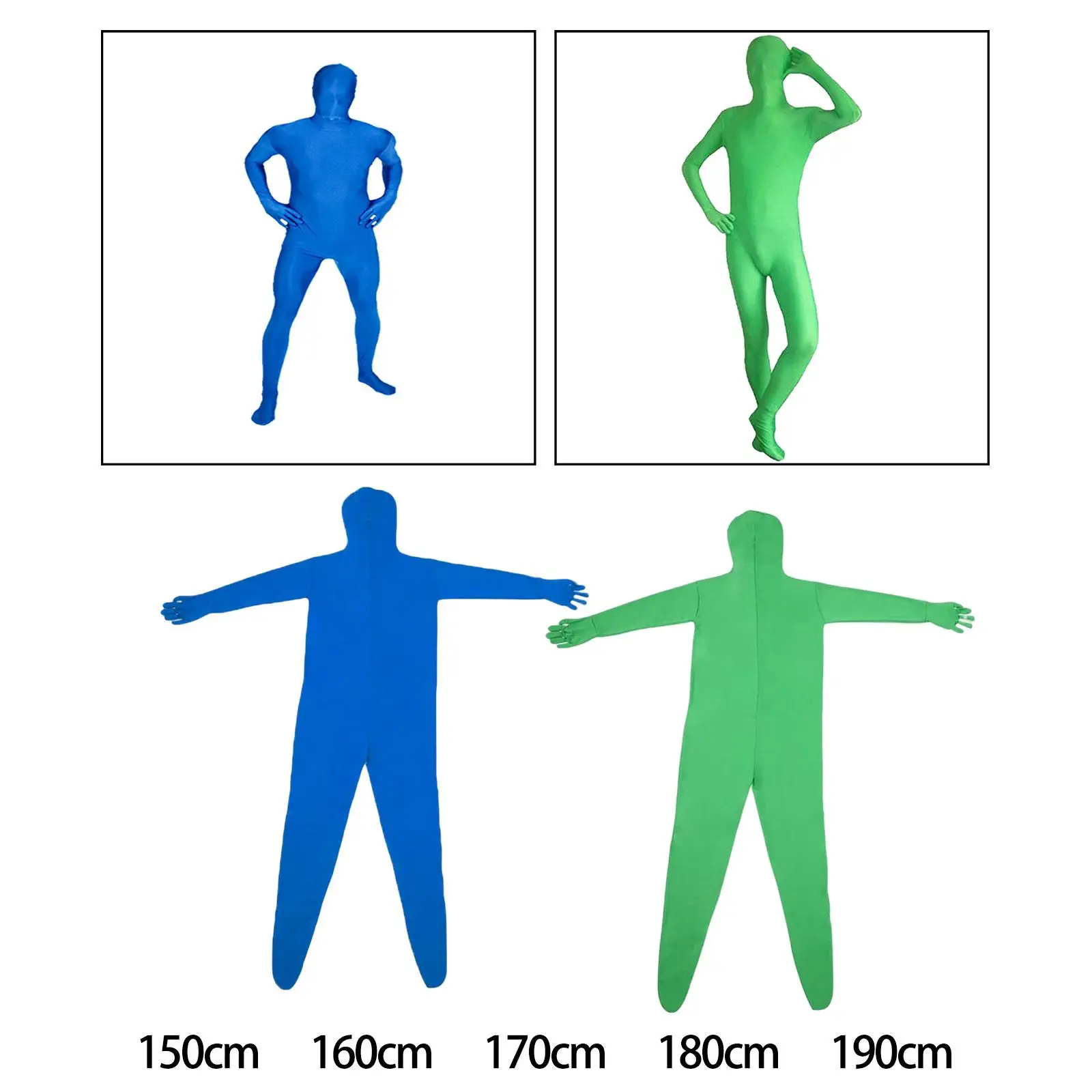 Green Screen Bodysuit Polyester Tight Suit for Video Invisible Effect Adult