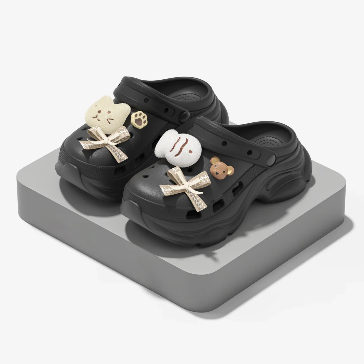 ZUOFU Damen-Plateau-EVA-Clogs Frühling Sommer Niedliche Charms-Dekoration Dicke Sohle Rutschfeste Indoor-Outdoor-Strandpantoffeln – Detail 6