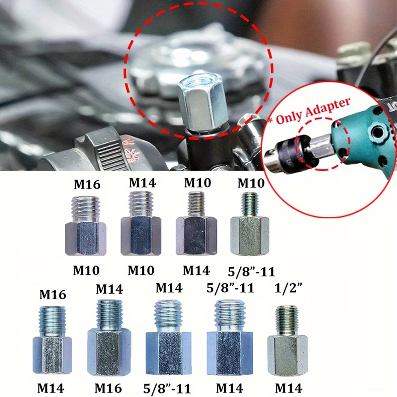 1pc Multipurpose Adapter M14 To M10/M16 or M14 To 5/8-11 or 5/8-11 To M14 Universal Thread Converter for Polishing Wheel & Disc