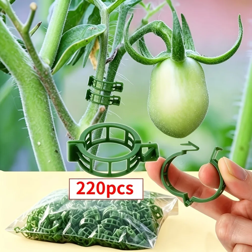 220 Plastic Tomato Clips, Plastic Grid Plant Support Clips, Suitable for Gardens, Reusable Clips for Supporting Grape Tomato Vines and Vegetable Plants, Ensuring Healthy Plant Growth