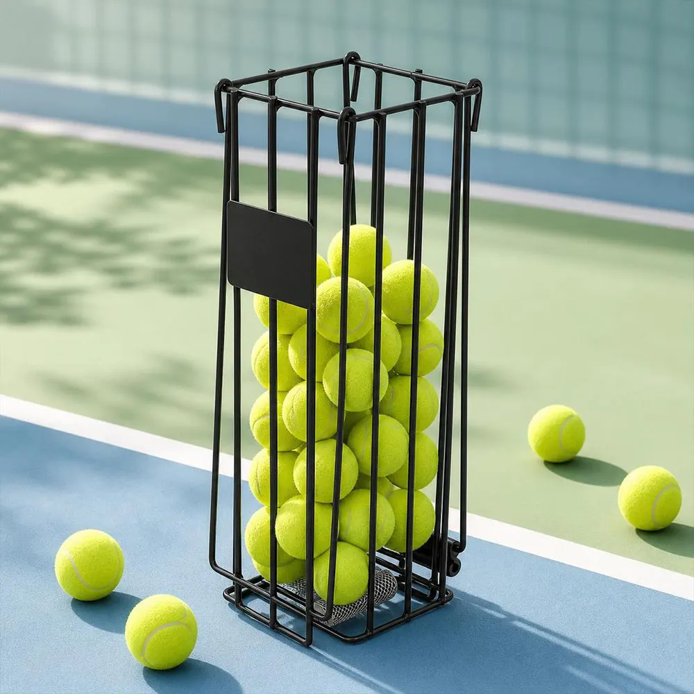 Portable Pickleball Retriever Basket Stainless Steel Ergonomic Handle Pickleball Ball Picker Large Capacity Durable