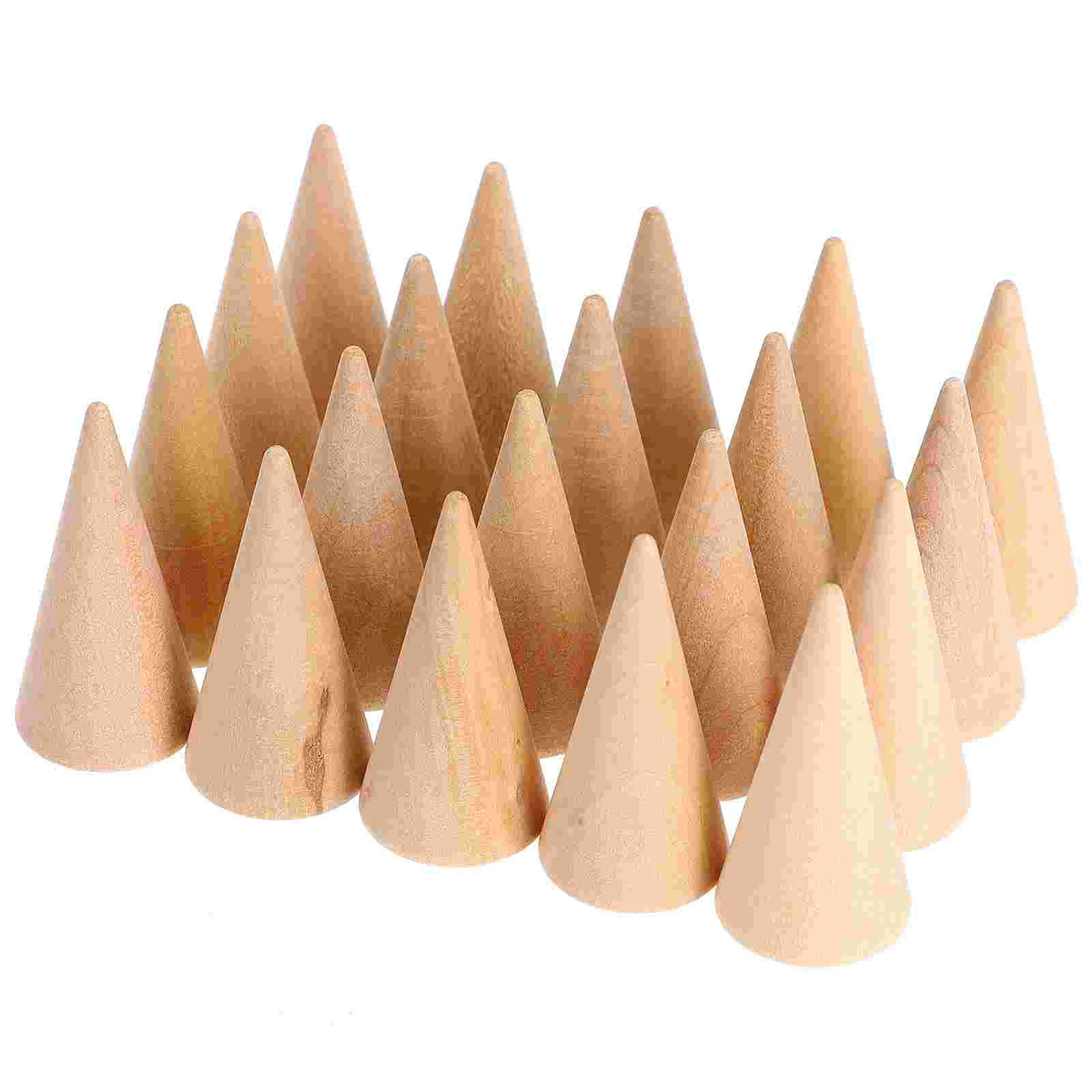 

20 Pcs DIY Cone Finger Jewelry Display Showcase Stand Ornament Rack Storage Ring Holder Wood