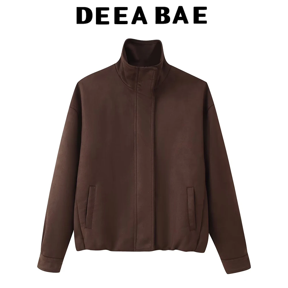 

DEEABAE Fashionable and versatile loose casual suede leather jacket top 2025 autumn new women's clothing