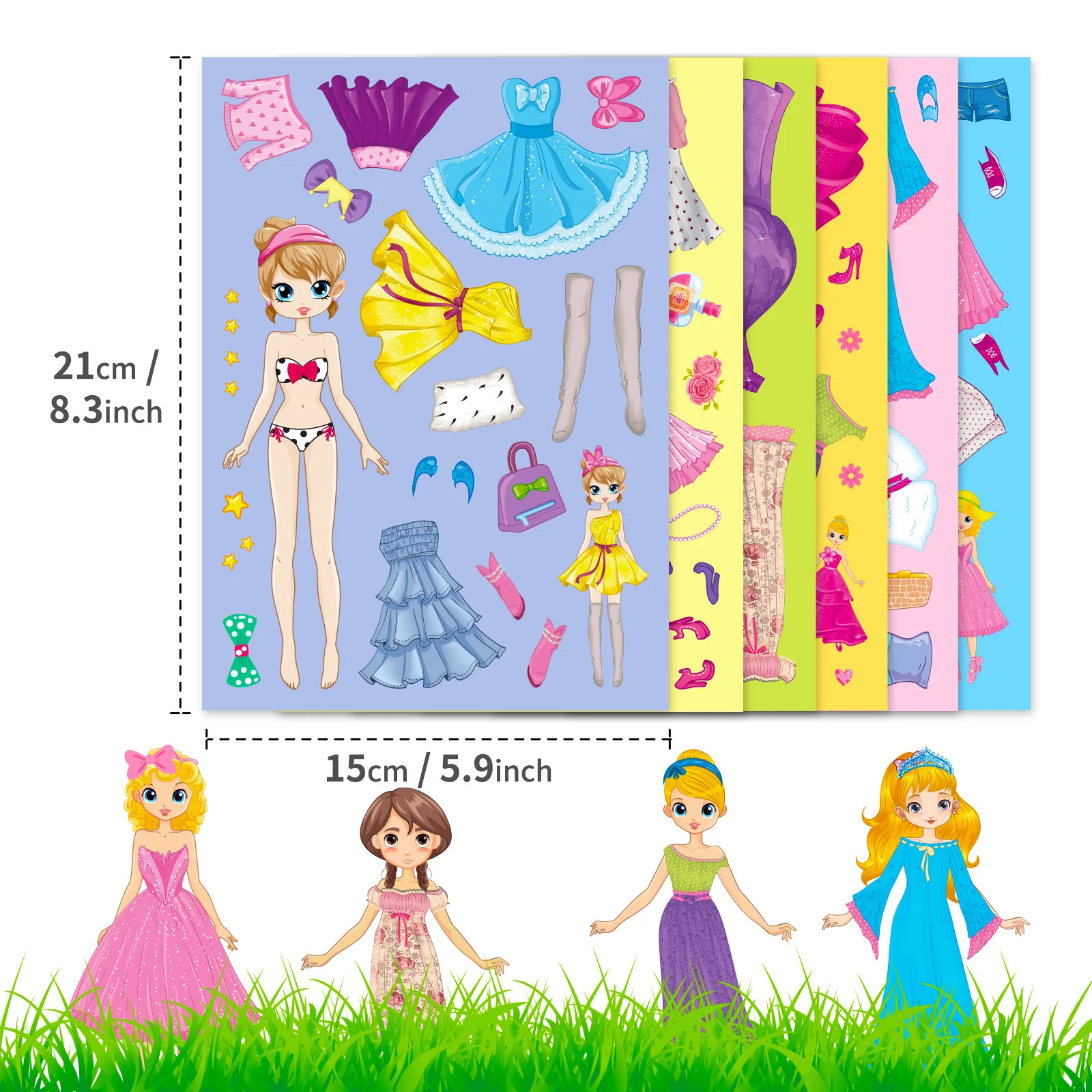 6Sheets Children DIY Puzzle Sticker Games 6 Princess Make A Face Funny Assemble Jigsaw Stickers Kids Educational Toys