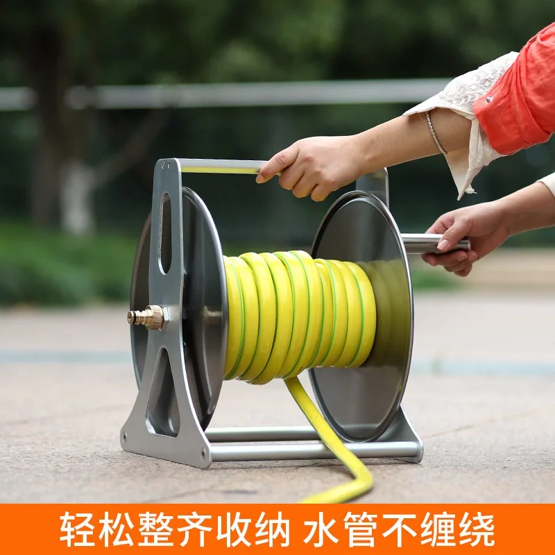 Stainless Steal Wall Mounted Empty Hose Rack Garden Hose Pipe Reel for 40m Water Hose Storage