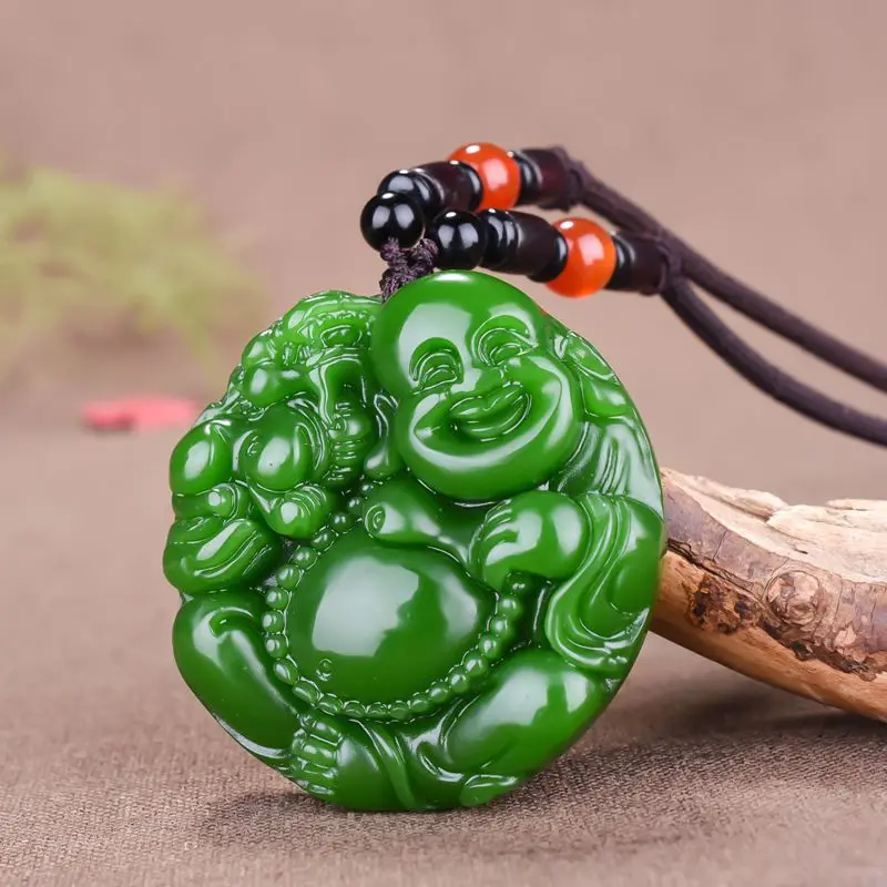 Outer Mongolian Material Pendant Jade Spinach Green Pendant