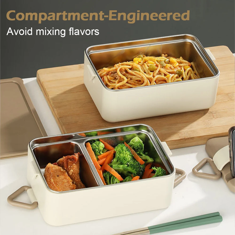 MTM Stainless Steel Lunch Box Single & Double-Layer Sealed Leak-Proof Portable Compartment Tiffin Student Food Container
