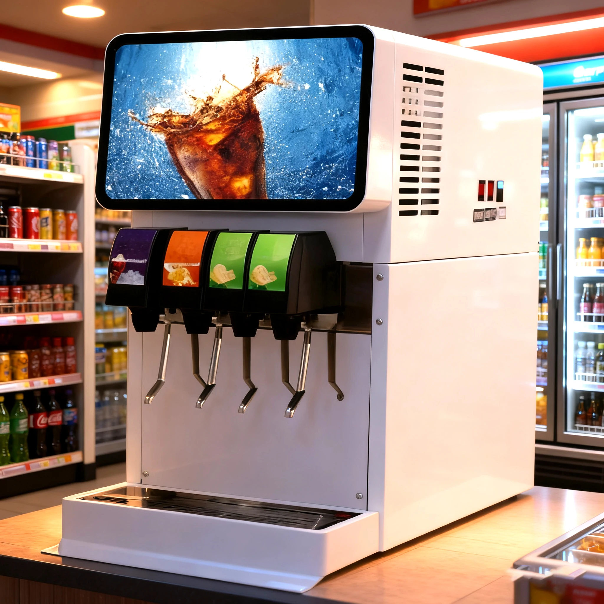 Restaurant Drink Dispenser Imported Compressor Stainless Steel 50kg 4 Valve Automatic Soda Fountain Dispenser For Commercial Use