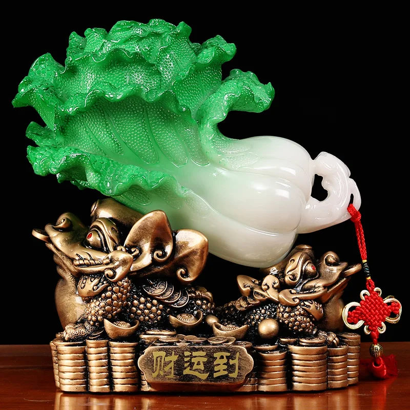 Feng Shui Jade Cabbage Ornaments Home Decoration Crafts  Entrance Shop Opening Furnishings Lucky Office Living Room Gifts