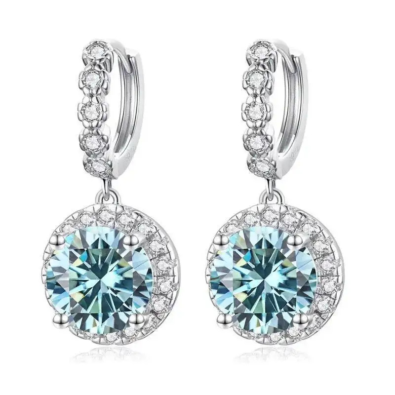 JoiasHome Super funkelnde mehrfarbige Moissanit-Tropfen-Creolen aus S925-Silber für Damen, edler Schmuck, Geschenk für Dating-Partys – Detail 7