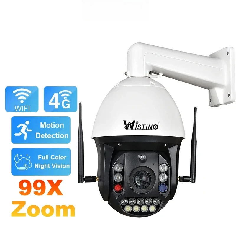 

Wistino 4K HD 99X Zoom Network Camera Color Night Vision Red And Blue Light Alarm Cctv Security Camera