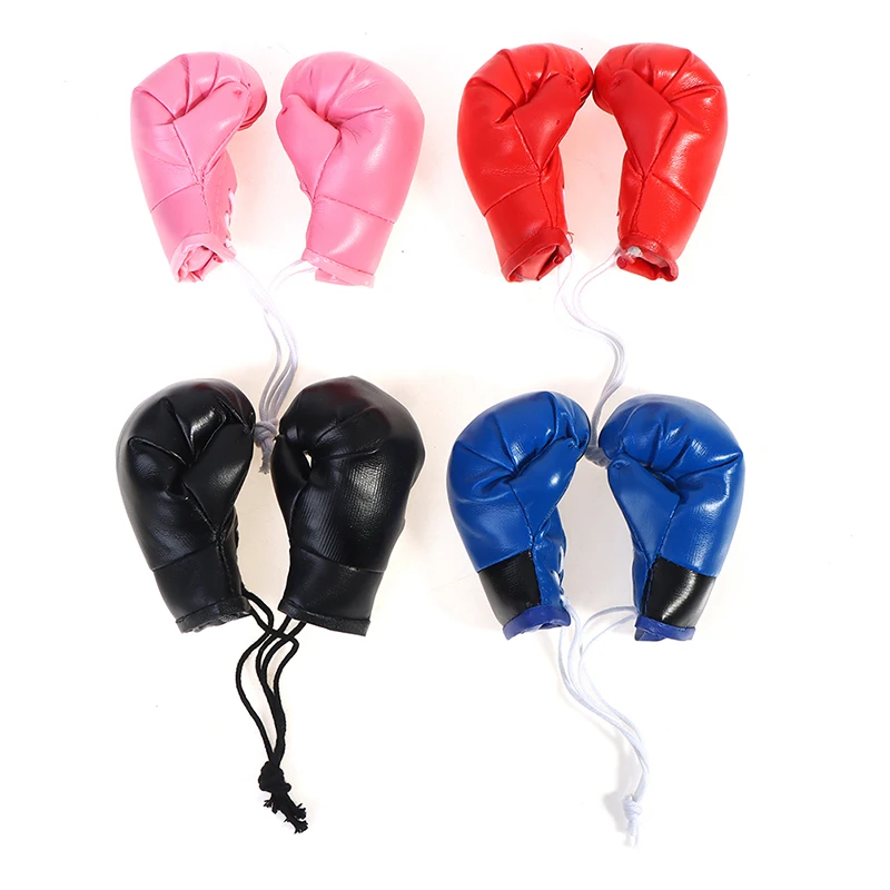 Interior DIY Car Boxing Gloves Hanging Mirror Leather Pendant in Car 1 Pair