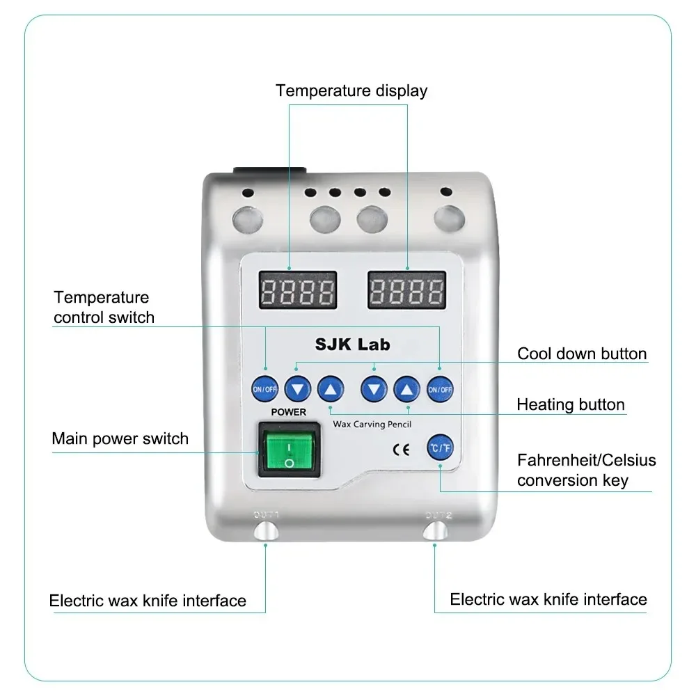 

SYJH Double Pen with 6 Wax Tips Dental Electric Wax Carving Arving Wax Knife Dental Electric Wax Caring Kit Lab Instrument