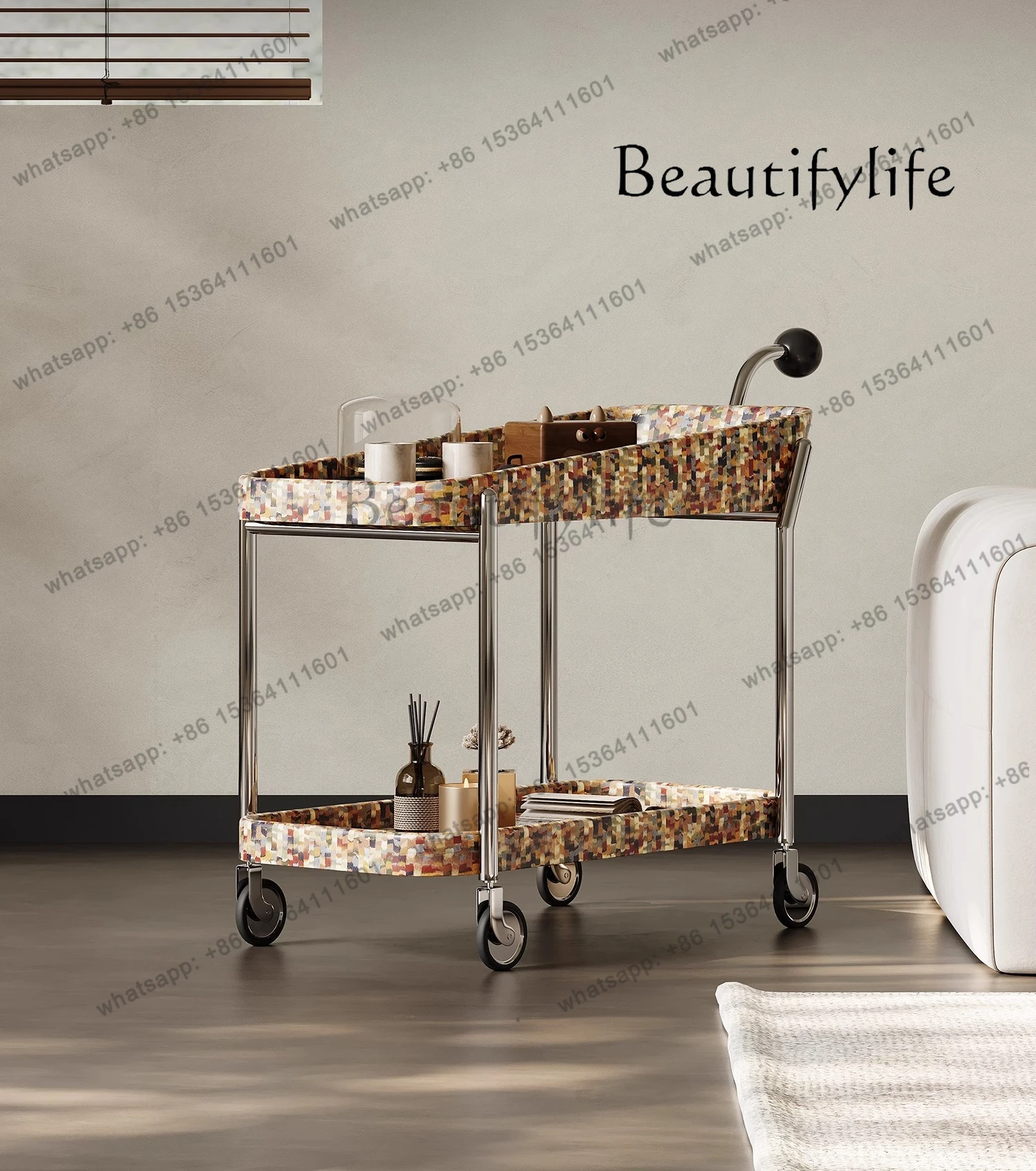 

Designer trolley movable art creative living room sofa side dining car light luxury high sense