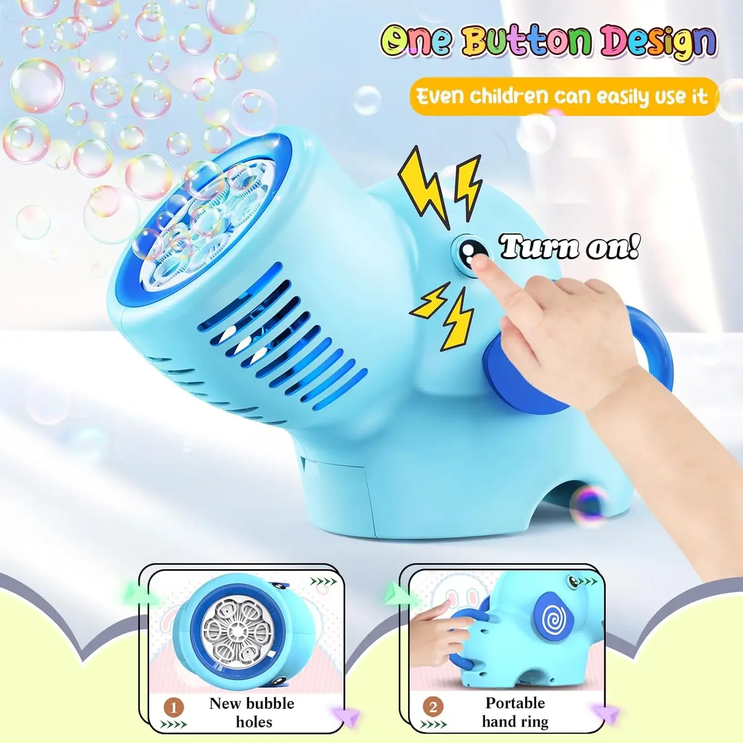 Automatic Bubbles Blower Toy LED Lights with Rechargeable Battery Cute Elephant Bubble Machine Kids Toys for Boys Children Gifts