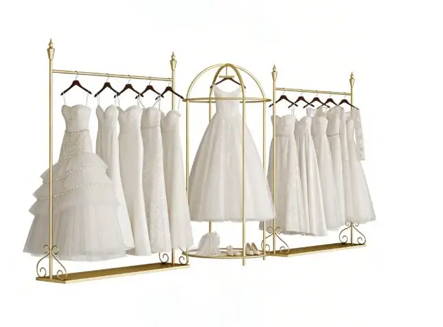 Thickened Double Suit Rack Floor Stand for Wedding Shop Chinese Dress Display Heavy Duty Clothing Holder for Storefront