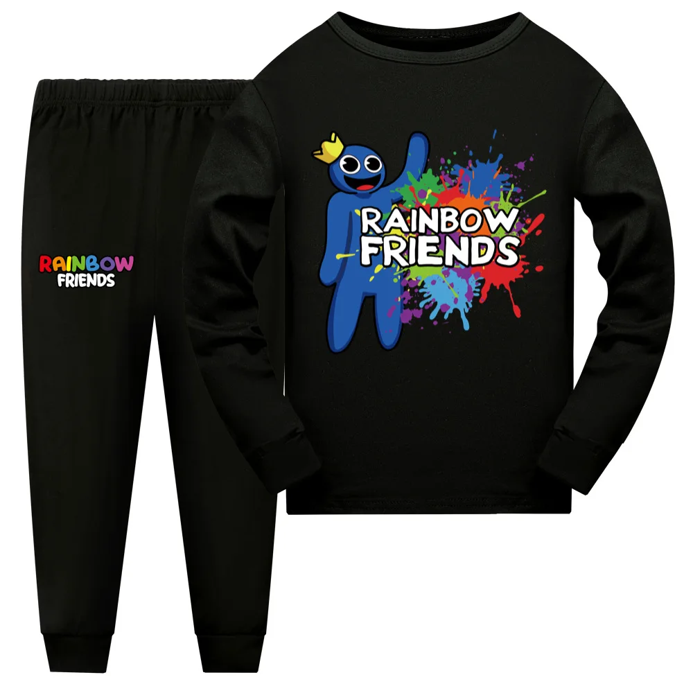 Rainbow Friends Clothes Set Boys Game Cartoon Print Children's Spring Autumn nightwear Long Sleeve Sweatshirt Cute Girls Pajamas