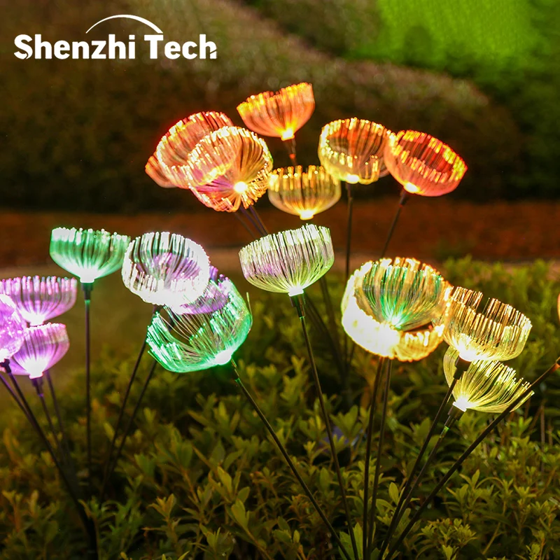 Luce solare per meduse da esterno 2 pezzi, luci da percorso, lampada a LED in fibra ottica, per cortile, giardino, villa, prato, campeggio impermeabile