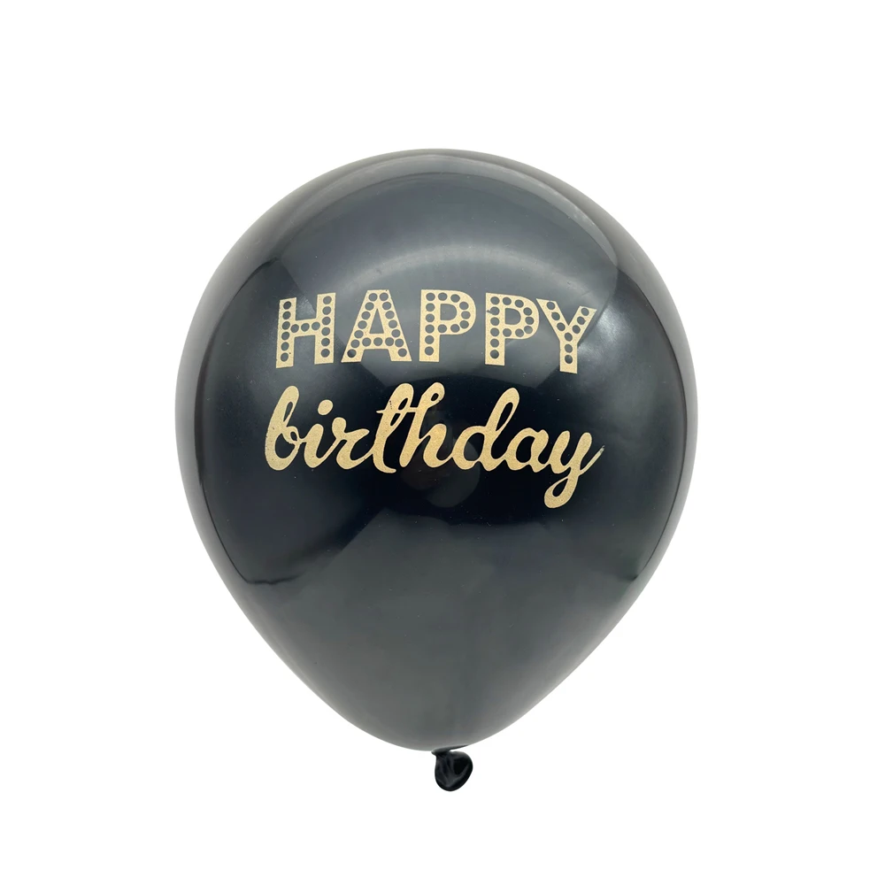 1 Beutel Schwarze 10-Zoll „Happy Birthday“ Konfetti-Latexballons für Erwachsenen-Geburtstagsfeiern, DIY-Heimpartys, Jubiläumsdekorationen – Detail 2