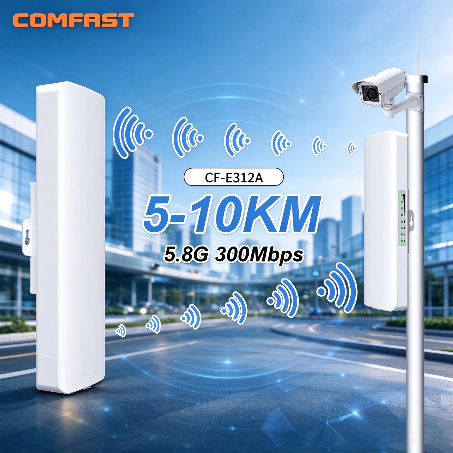 COMFAST 5KM 5GHz 300Mbps Outdoor CPE Wifi Access Point Wireless Wi Fi Router Extender Bridge Nanostation 2*14dbi Antenna Booster