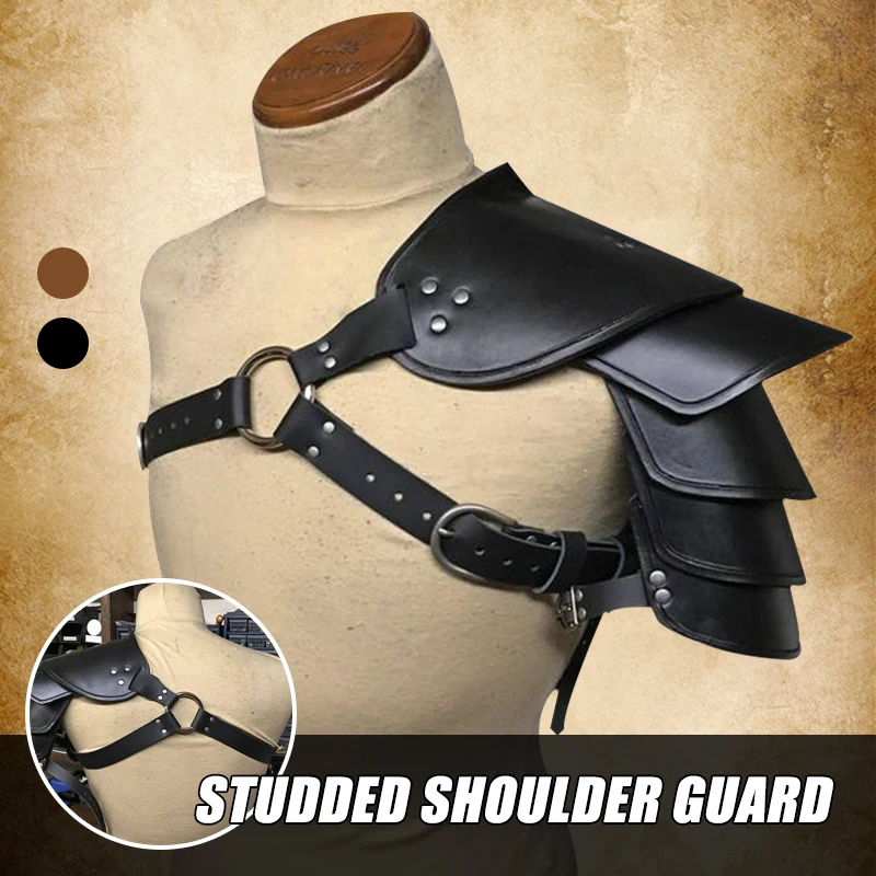 Medieval Renaissance Pirate Shoulder Armor Knight Gladiator Pauldrons Gothic Steampunk Men PU Leather Chest Armour Cosplay Larp