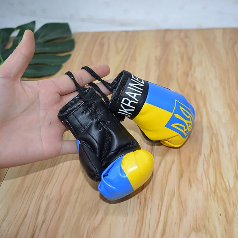 1 pc/1Pair Ukraine National Flag Boxing Gloves Keychains Hanging Pendant Accessories