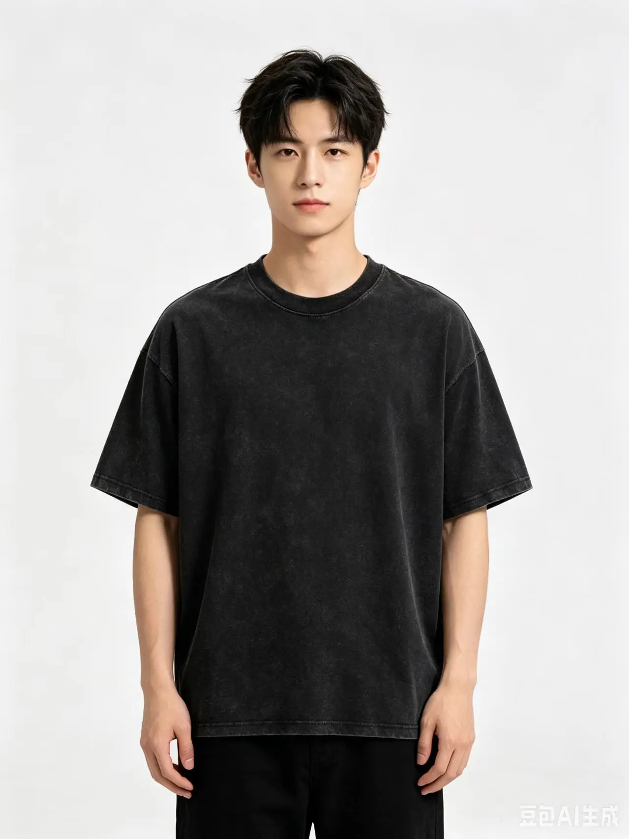 230g Heavyweight Cotton Washed Vintage Men's T-Shirt, Cross-Border Retro Loose Drop-Shoulder Trendy Short Sleeve