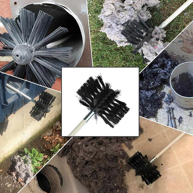 Chimney Pipe Manual Cleaner To Clean The Inner Wall of The Rotating Fireplace Chimney Cleaner with Flexible Rod Cleaning Brush