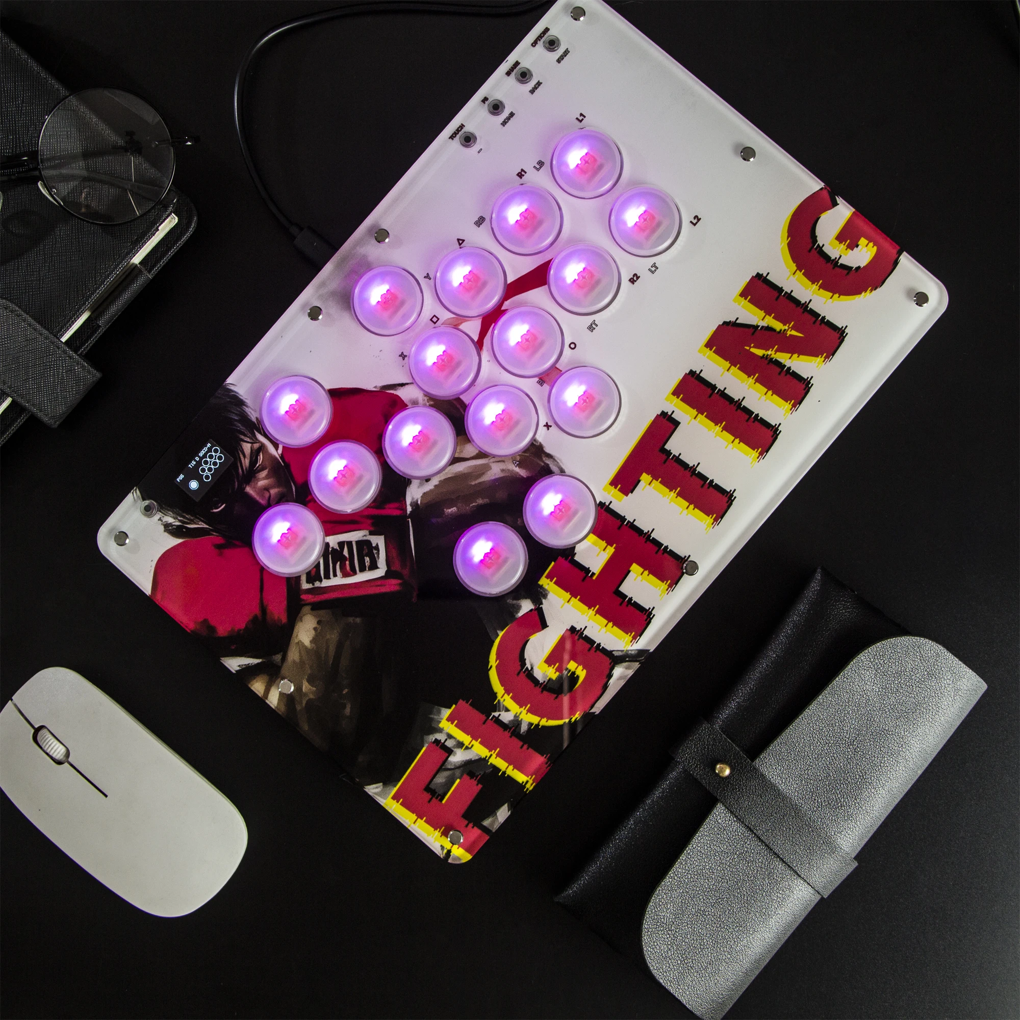 REMANK Hitbox Controller Arcade Stick Hitbox Controller PS5/PS4/Schakelaar Compatibel R16 Toetsenbord Fightstick Hitbox PC Joystick