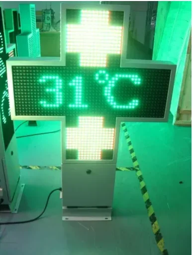 Croix de pharmacie LED P10, 1000x1000mm, double face, pour clinique, magasin, hôpital, église, contrôle par RS232,RF sans fil, WIFI (en option)